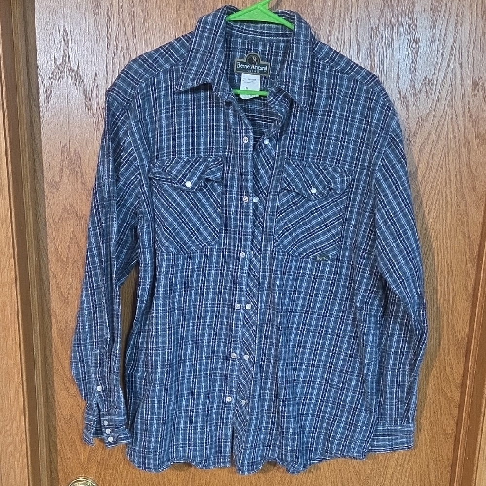 #5 Berne Apparel Blue Plaid Casual Button Down Shirt